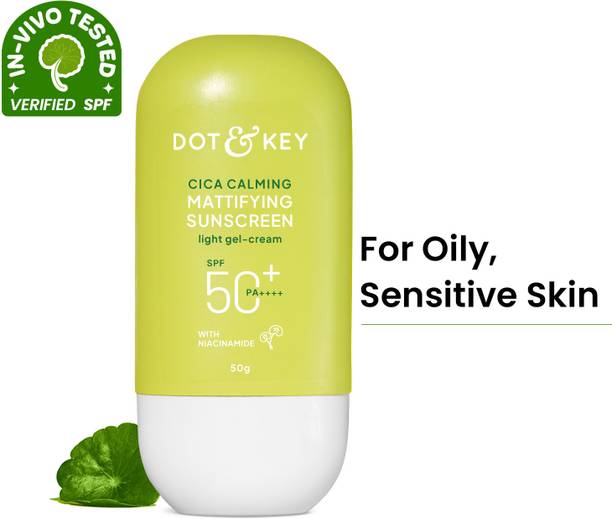 Dot & Key Sunscreen - SPF 50 PA+++ Cica Calming Mattifying, In-Vivo Tested, Controls Excess Oil, Calms Redness
