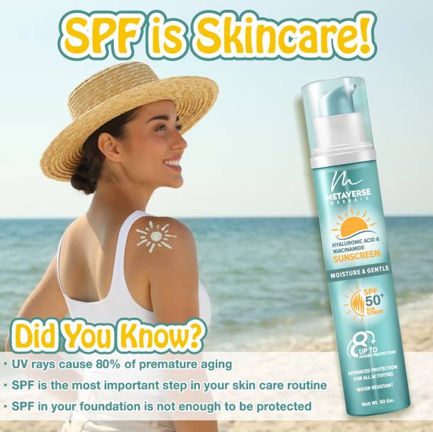 METAVERSE Sunscreen - SPF Spf 50+ PA+++ Sunscreen SPF 50 The ultimate defense against sun damage Moisturising Sunscreen