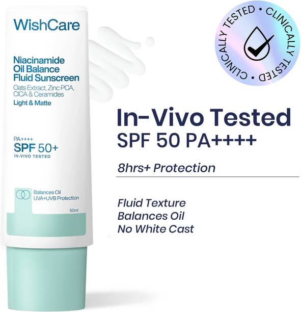 WishCare Sunscreen - SPF 50+ PA++++ Niacinamide Oil Balance Sunscreen - In Vivo Tested - 8Hrs+ SPF Protection
