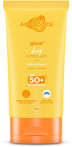 Aqualogica Sunscreen - SPF 50+ PA++++ Glow+ Dewy Lightweight & Hydrating Travel-Friendly UVA/B & Blue Light Protection