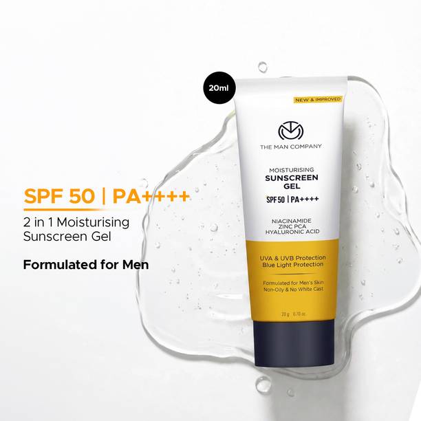 THE MAN COMPANY Sunscreen - SPF 50 PA++++ Moisturising Sunscreen Gel| 2-in-1 Sun Protection & Hydration|Lightweight Gel