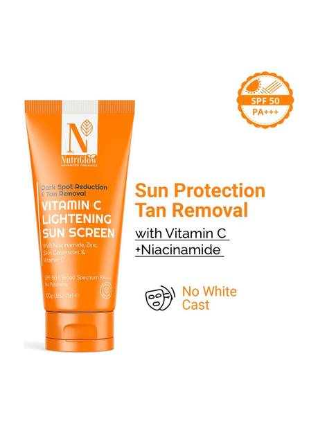 Nutriglow Advanced Organics Sunscreen - SPF 50 PA+++ Vitamin C� No White Cast Niacinamide + Ceramides