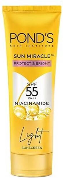 POND's Sunscreen - SPF 55 PA+++ Sun Miracle Light Sunscreen - 50g| Protect & Bright Fade Dark Spots in 4 Weeks