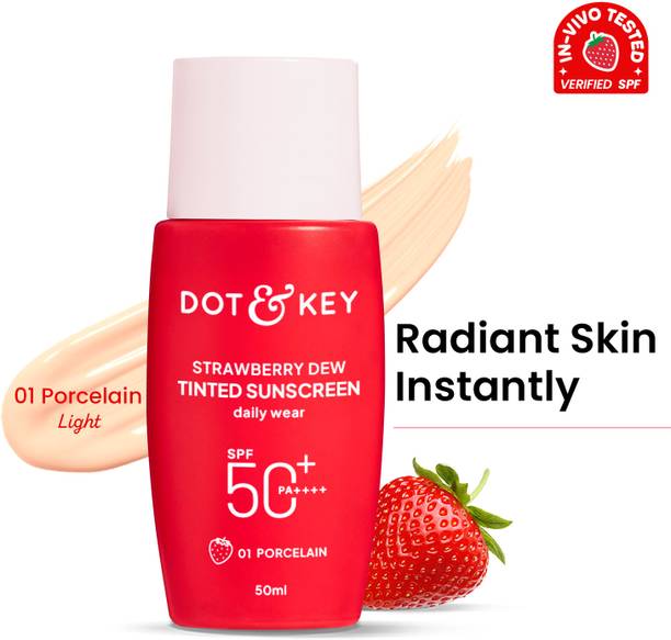 डॉट एंड की Strawberry Dew Tinted, In-Vivo Tested, Porcelain, for Daily Wear, Brightens Skin SPF - 50 PA++++