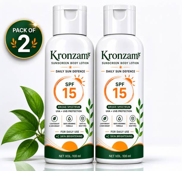 Kronzam Sunscreen - SPF 15 UV Protection Body Lotion SPF 15 for Healthy & Bright Skin