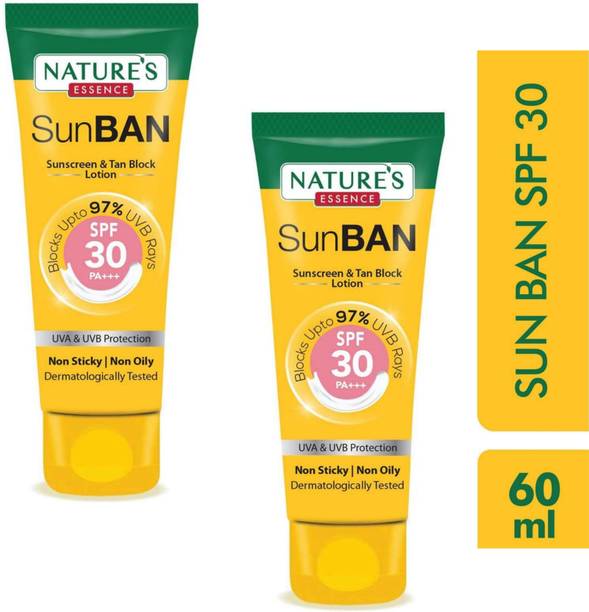 Nature's Essence Sunscreen - SPF 50 PA+++ SunBan Sunscreen - SPF 30 PA+++ ( 60ml X 2) s