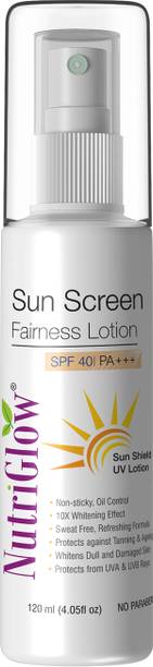 NutriGlow Sunscreen - SPF 40 PA+++ Liquorice No White Cast, Matte Tan Removal