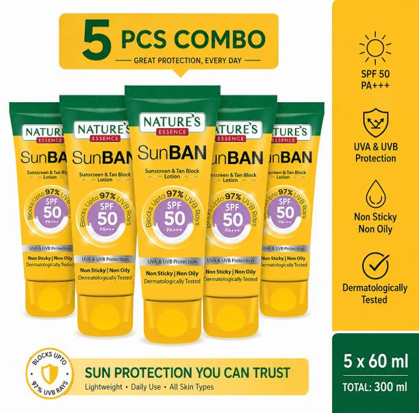 Nature's Sunscreen - SPF 50 PA+++ SunBan SPF 50 PA+++ Sunscreen & Tan Block Lotion