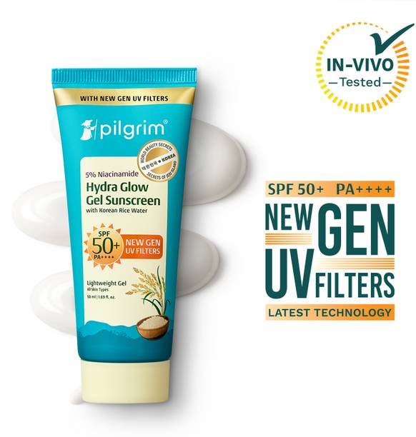 पिलग्रिम 5% Niacinamide Hydra Glow Gel Sunscreen, In-Vivo Tested | Non Sticky Lightweight SPF - 50+ PA++++