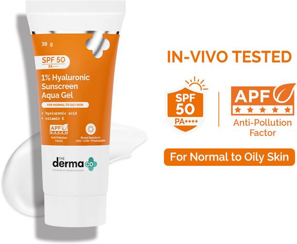 द डर्मा Co. 1% Hyaluronic Aqua Gel- Lightweight, No white-cast for Broad Spectrum SPF - 50 PA++++