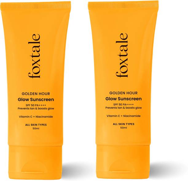 Foxtale Sunscreen - SPF 50 PA+++ Glow Sunscreen with Vitamin C & Niacinamide for a Dewy Glow | Pack of 2