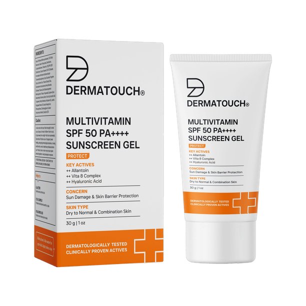 Dermatouch Sunscreen - SPF 50 PA++++ Multivitamin Gel | UVA-UVB Protection | Zero White Cast