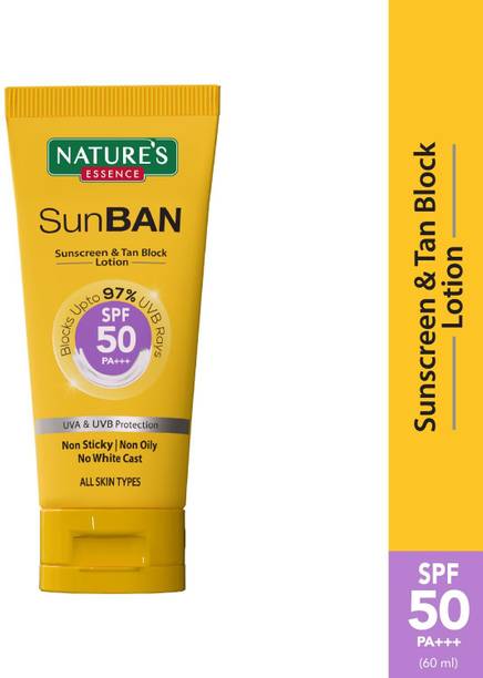 Nature's Sunscreen - SPF 50 PA+++ Sunban Suncreen SPF 50 PA+++ | No White Cast and Broad Spectrum Sun screen