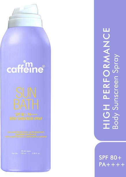 mCaffeine Sunscreen - SPF 50 PA++++ Sun Bath Body Sunscreen Spray|High UV Protection 180 Mins Water, Sweat Resistant