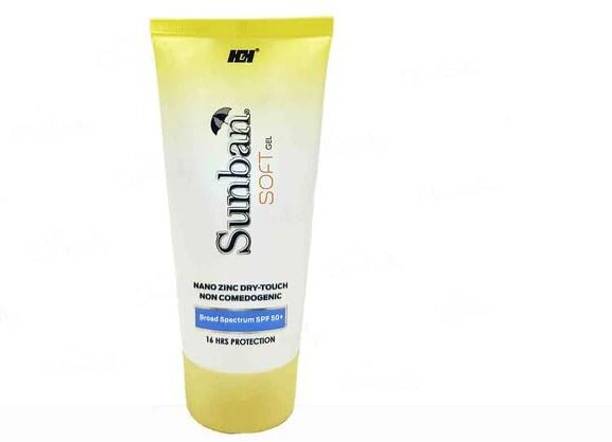 sunban Sunscreen - SPF 50+ PA+++ Soft Gel Nano Zinc Dry Touch Non Comedogenic Broad Spectrum SPF 50+ Sunscreen