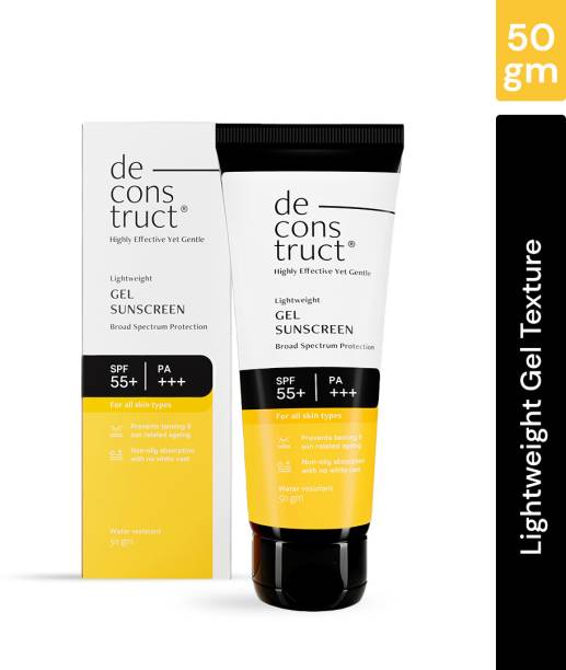 deconstruct Sunscreen - SPF 55+ PA+++ Lightweight Gel Sunscreen | No White Cast | For men & Women |