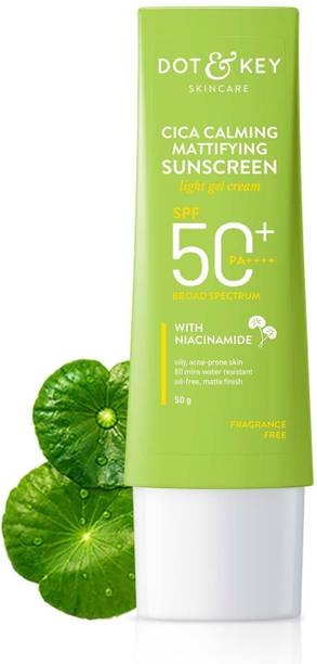 Dot & Key Sunscreen - SPF 50 PA+++ CICA Calming Mattifying ,For Oily Acne Prone &Sensitive Skin,No White Cast