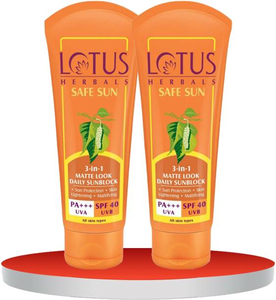 LOTUS HERBALS Sunscreen - SPF 40 PA+++ Safe Sun 3 In 1 Matte-Look Daily Sunscreen