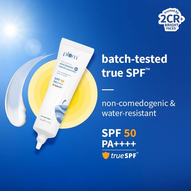 Plum Sunscreen - SPF 50 PA++++ 2% Niacinamide & Rice Water Sunscreen | Brightens, No White Cast | Dermat-Tested