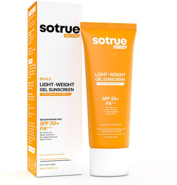 Sotrue Sunscreen - SPF 50+ PA+++ Face Gel Sunscreen, Lightweight, 1% Niacinamide & Vitamin-C, Spectrum Protection