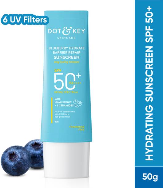 Dot & Key Sunscreen - SPF 50 PA++++ Blueberry Hydrate Barrier Repair ,For Dry&Sensitive Skin,No White Cast