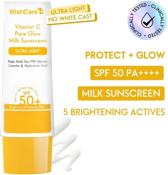 WishCare Sunscreen - SPF 50+ PA++++ Vitamin C Pure Glow Face Sunscreen SPF 50 PA++++ -Broad Spectum Ultra Light