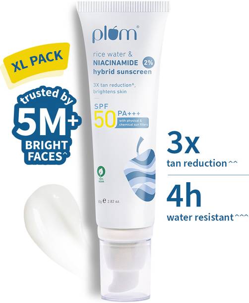 Plum Sunscreen - SPF 50 PA+++ Rice Water & 2% Niacinamide Sunscreen SPF 50 PA+++ with 3X tan reduction