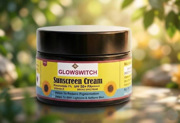 GLOWSWITCH Sunscreen PA++++ Daily Use Sunscreen Cream SPF 50+ for UV Protection, Skin Brightening