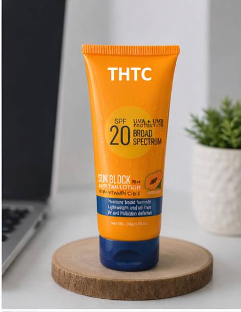 THTC Sunscreen - SPF 20 PA+++ Papaya Sunscreen - SPF SPF50 PA+++ Best Moisturizing & whetinig suncreem