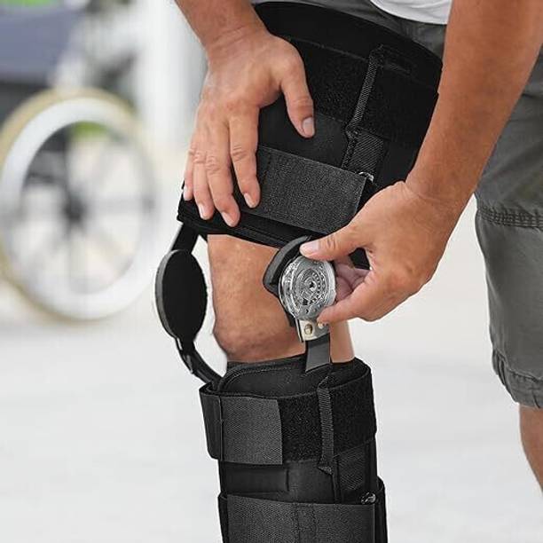 KRIKISH ROM Knee Brace 22"/56cm, Black, Universal Size, 1 Unit Knee Support