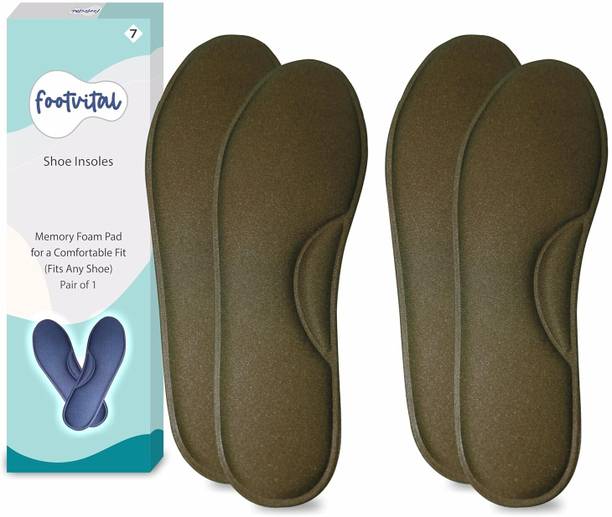 Foot Vital Memory Foam Shoe Insoles Supports Heel & Arch Absorbs Foot Sweat & Moisture Insole