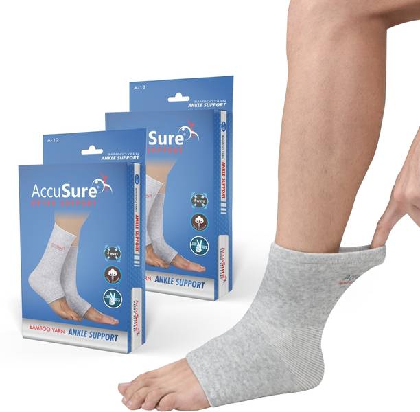 AccuSure Ankle Brace Compression Support Sleeve for Injury Recovery, Joint Pain Pack Of 2 Ankle Support