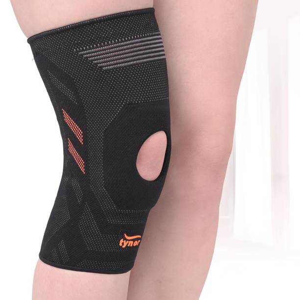 TYNOR Knee Cap Air Open Patella, Black & Orange, Medium, 1 Unit Knee Support