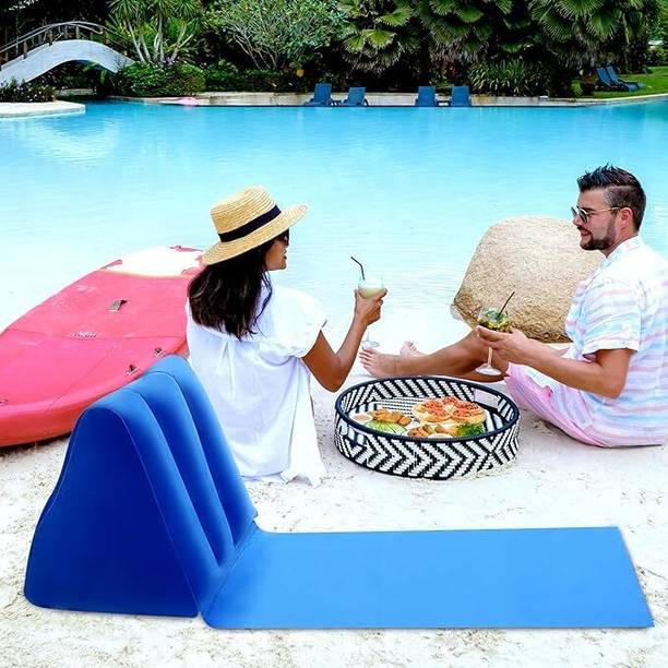 Deoxys Inflatable Lounge Chair, Beach Mat with Air Back Support, Portable, Blue Supporter