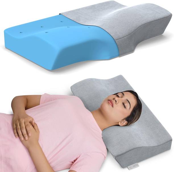 MY ARMOR Cool Gel Memory Foam Cervical Pillow with Velvet Cover, 18.5" x 11", Dual Height Cervical Pillow