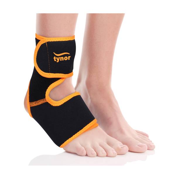 TYNOR Ankle Support (Neo), Black & Orange, Universal, 1 Unit Ankle Support
