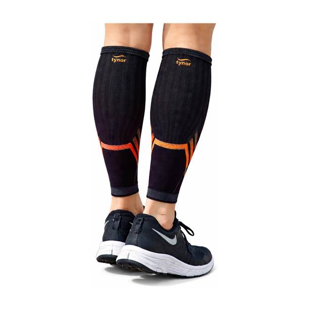 TYNOR Calf and Shin Support Air Pro, Black & Orange, Small, 1 Pair Knee Support