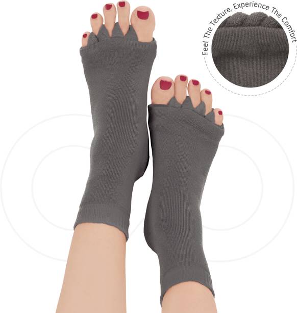 USOXO Cotton Foot Alignment Socks I Finger Toe Separator I Free Size for Men & Women Foot Support