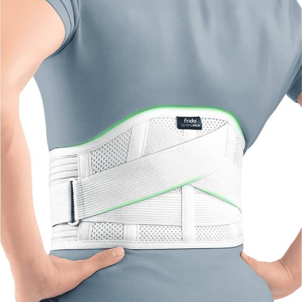 Frido Lumbo Sacral Belt For Women & Men | Waist Belt For Back Pain Relief (S), White Back / Lumbar Support