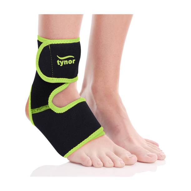 TYNOR Ankle Support (Neo), Black & Green, Universal, 1 Unit Ankle Support