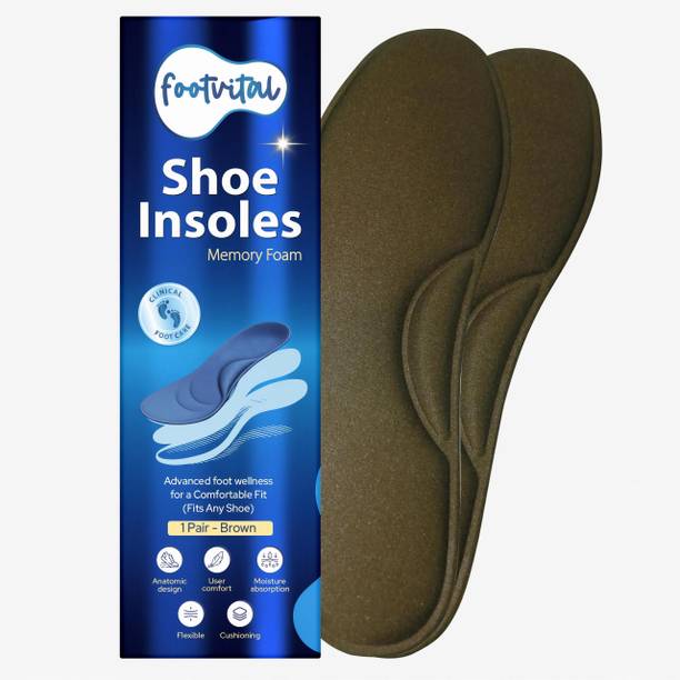 Foot Vital Memory Foam Shoe Insoles Supports Heel & Arch Absorbs Foot Sweat & Moisture Insole