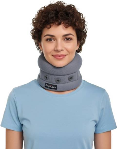 Physicure Adjustable Cervical Collar For Neck Support (Soft Padded) (GREY) Neck Support