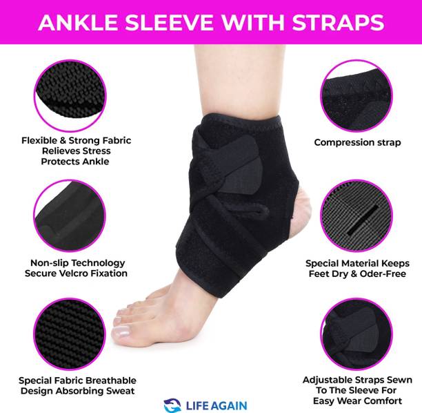 life again Ankle Wrap, Open Heel, Adjustable Straps fo Sports, Running & Injury Prevention Fitness Band