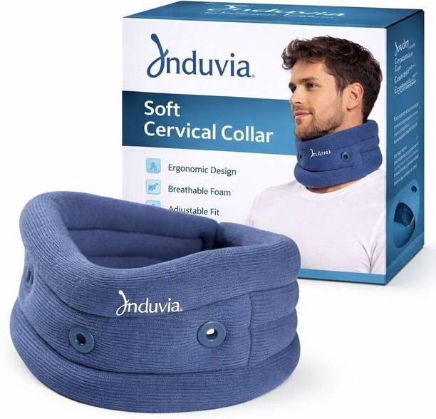 INDUVIA Adjustable Cervical Collar For Neck Support (Soft Padded) (GREY) Neck Support Neck Support