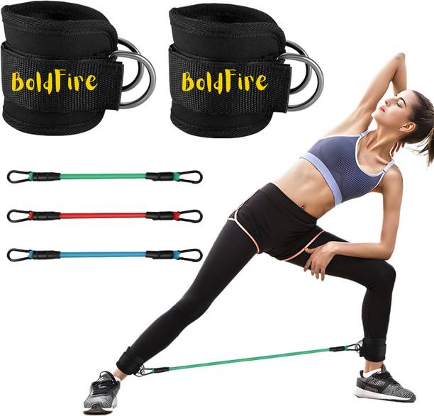 BoldFire Resistance Band Set with Ankle Straps, 3 Resistance Tubes Ankle Support