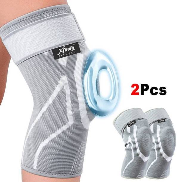 Xfinity Fitness Knee Cap Support Compression Sleeve with Gel Pad & Adjustable Strap Pair Knee Support