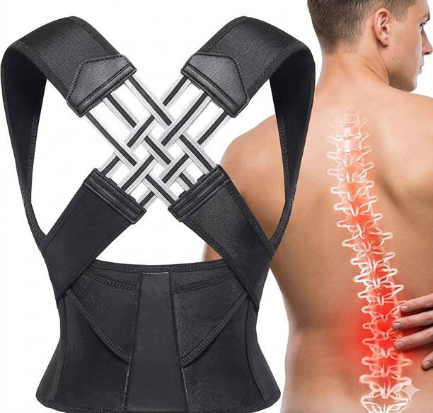 medtechwell Posture Corrector Belt for Men & Women, Back Support Belt for Back Pain (Black) Posture Corrector