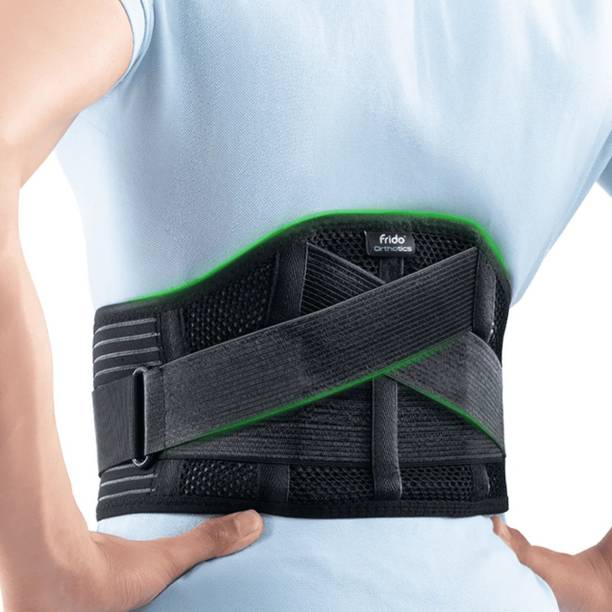 Frido Lumbo Sacral Belt For Women & Men | Waist Belt For Back Pain Relief (L), Black Back / Lumbar Support