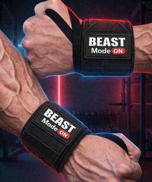 TENACT Wrist Bands for Gym Wrist Support for Grip Hand Wrist Wraps BEAST MODE ON 1 Pair Wrist Support