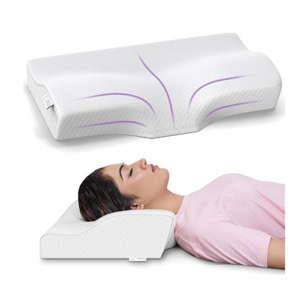 MY ARMOR Orthopedic Memory Foam Cervical Pillow with Outer Cover, 18.5" x 11",Dual Height Cervical Pillow